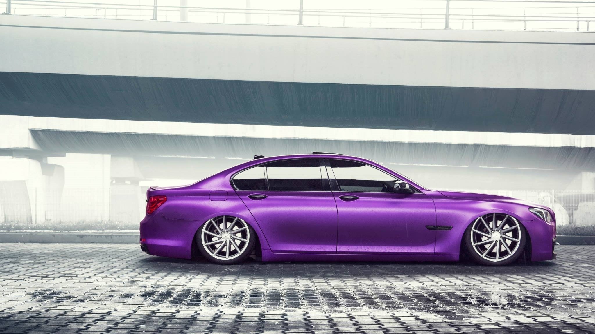 bmw série 7 faible violet couleur allemand voiture vossen roue côté