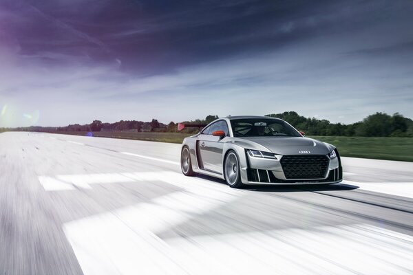 Audi concept in cloudy weather on the move