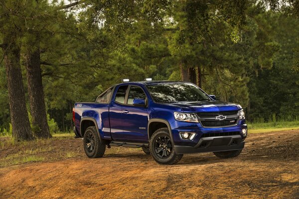 Camioncino blu chevrolet Colorado