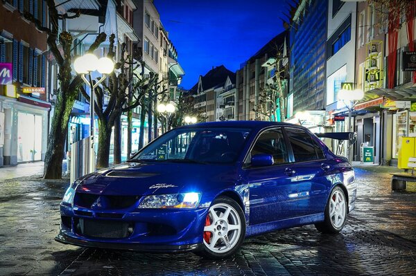 Urban urbanism night brilliant mitsubishi evolution