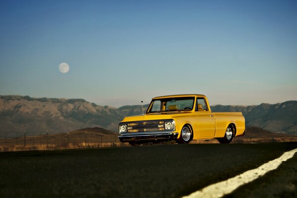 Old Chevrolet on the roads of Texas