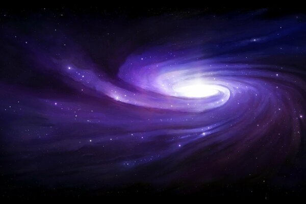 Звёзды и закрученная фиолетовая туманность в космическом пространстве