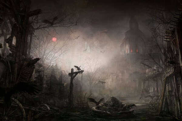 The sinister night city of the game Diablo 3
