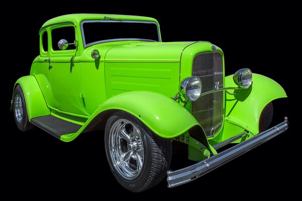 Coche retro verde Ford Hot rod