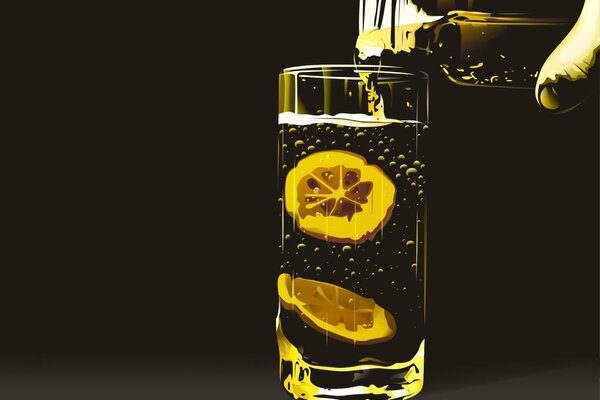 Drawing of a glass with lemon slices