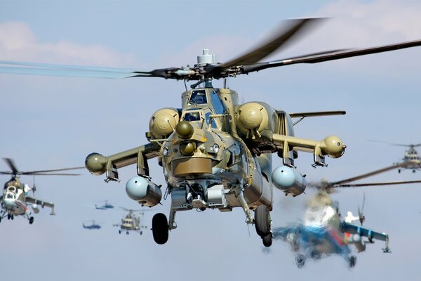 Military aviation from Mi-28 and Mi-24 helicopters