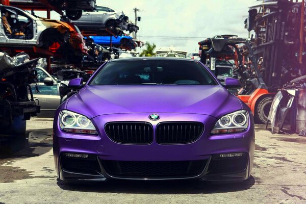 Purple BMW Sports Car Front view
