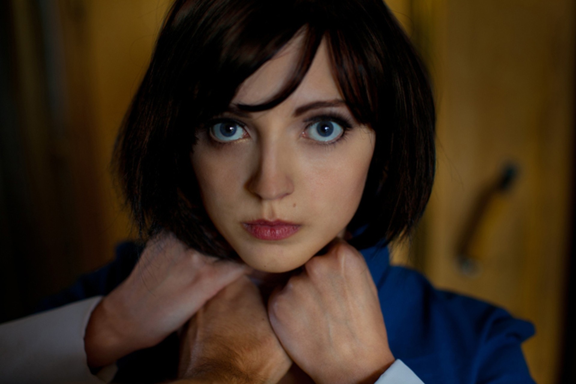 kobieta bioshock dziewczyna brunetka cosplay brązowy makro twarz