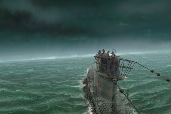 Подводная лодка пережившая бурю