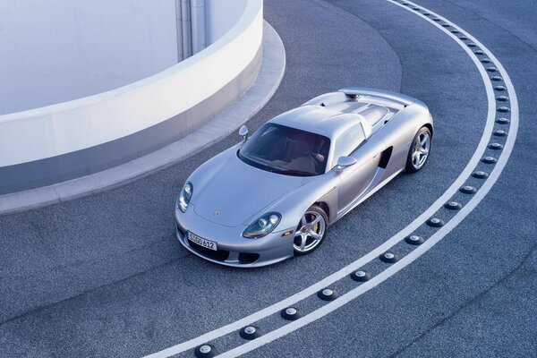 A grey car on the road