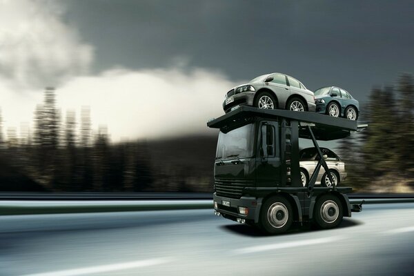 Black Micro Truck Car Transporter