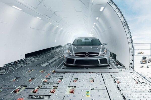 Mercedes SL-65 on board the aircraft