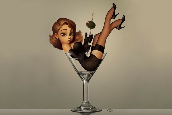 Charming girl in a martini glass