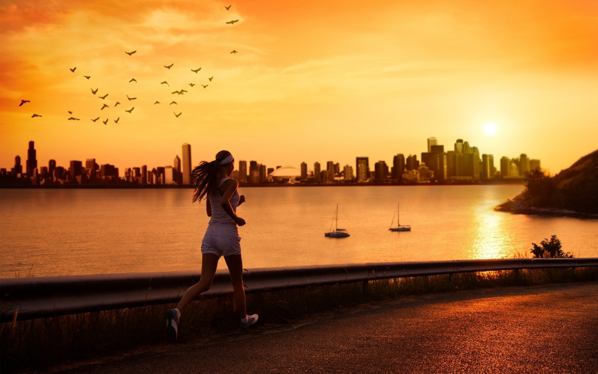 chica río calle correr camino mar mujer deporte