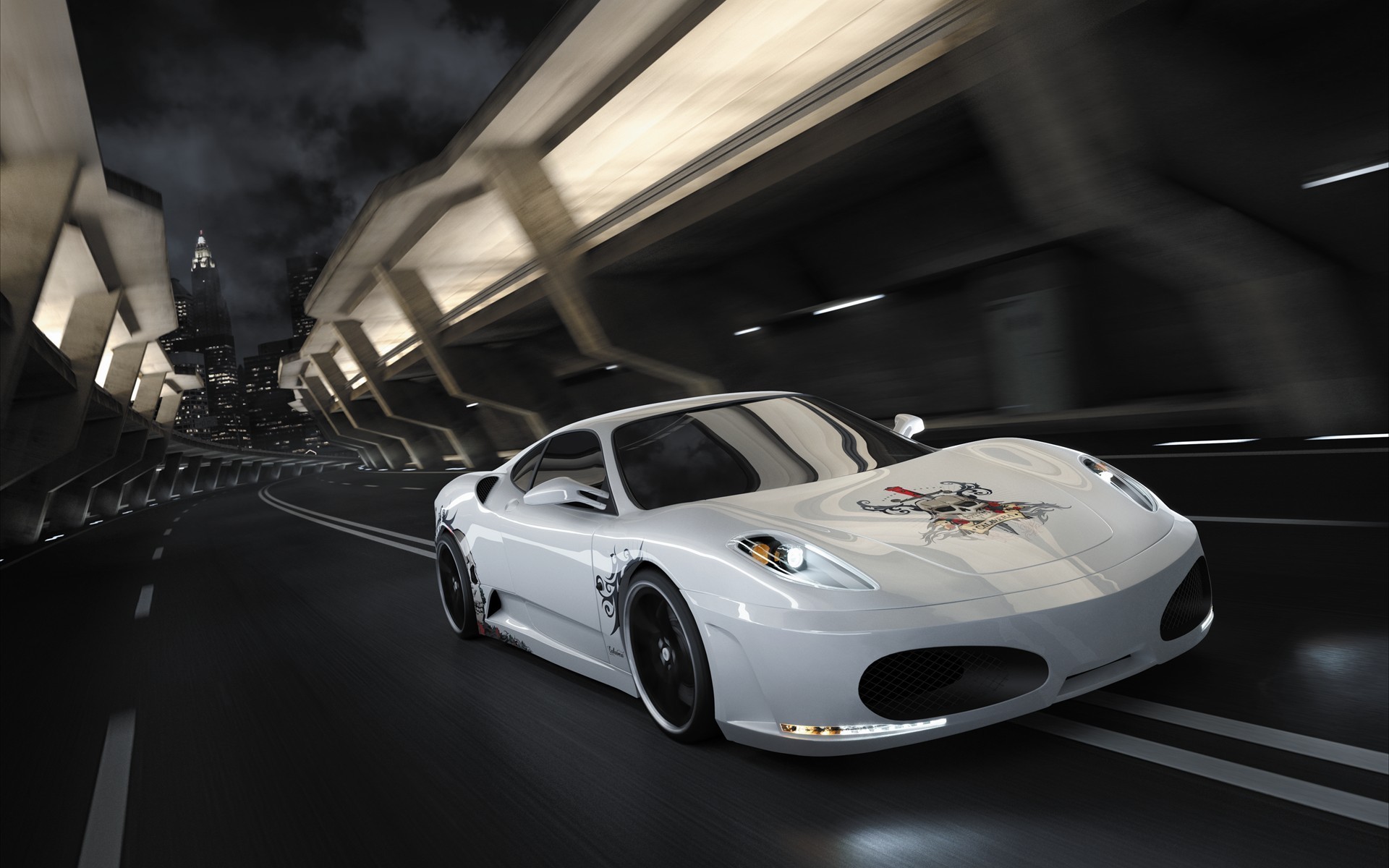 ferrari f430 calavera route nuit