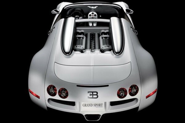 Silver bugatti on a black background