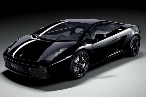 Ein schwarzer Lamborghini Gallardo Nera steht im Studio