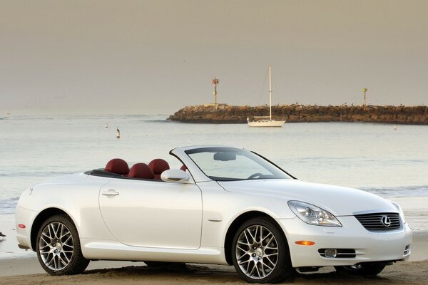 Lexus convertible on the seashore