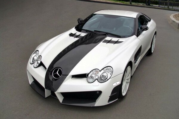 White Mercedes sports car racing