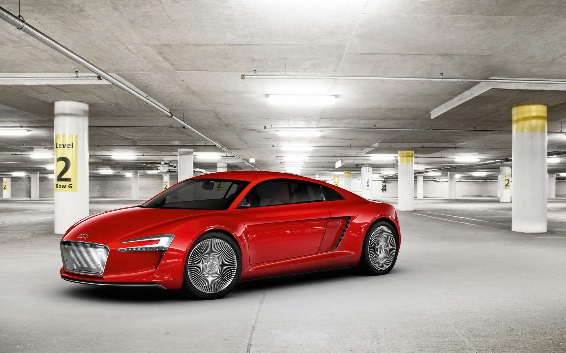 audi e-tron concept car rouge garage