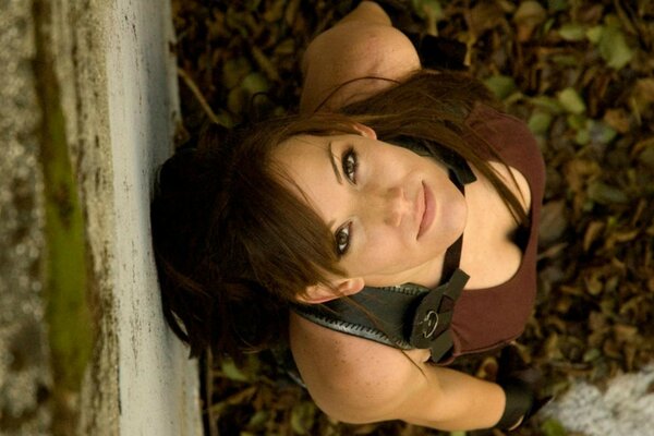 Brunette Lara Croft, cosplay girl