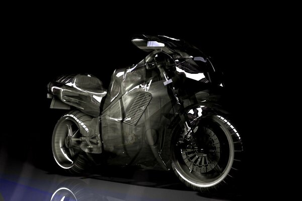 Stylish black honda motorcycle on a black background