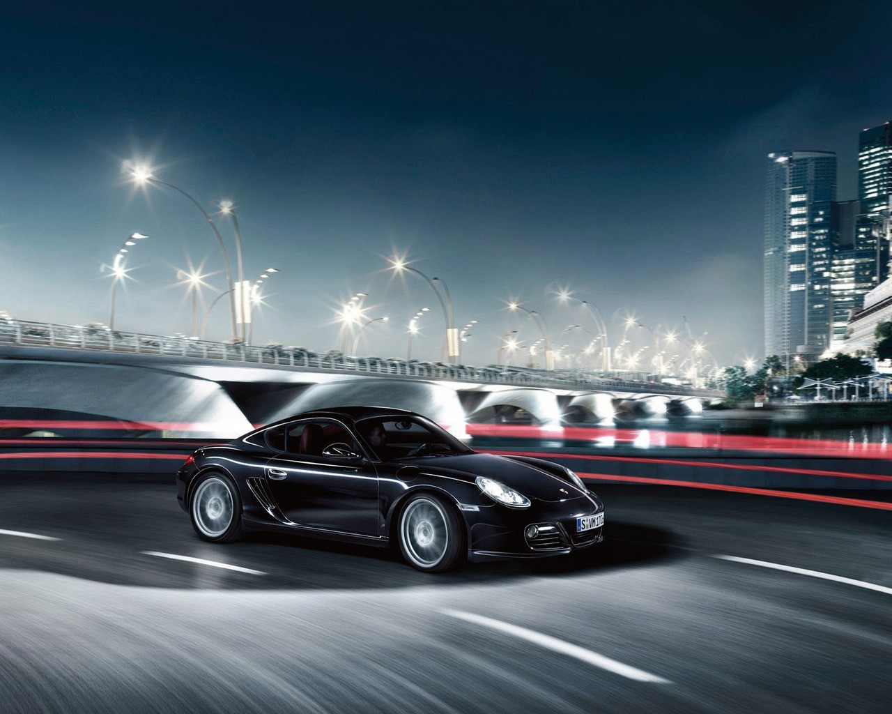 porsche noir nuit ville