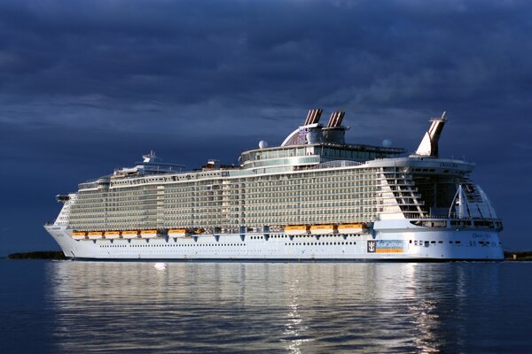 Luxury multi-deck liner on the high seas