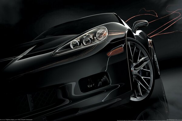 Black gran turismo class car