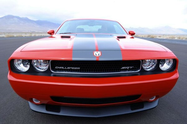 Red dodge challenger sports car