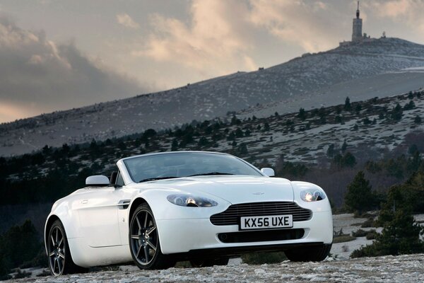 Car v8 vantage roadster at the hill