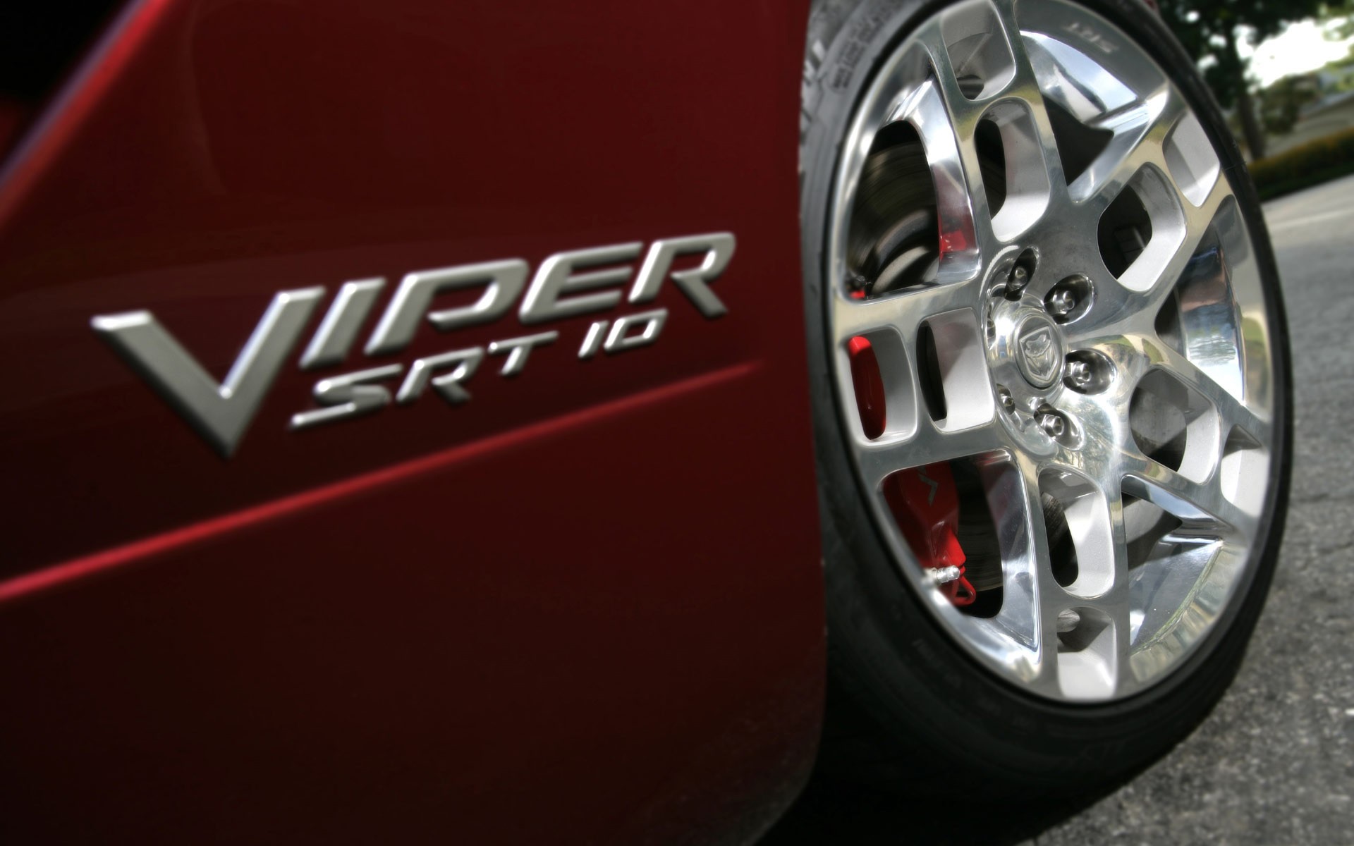 dodge viper red close up