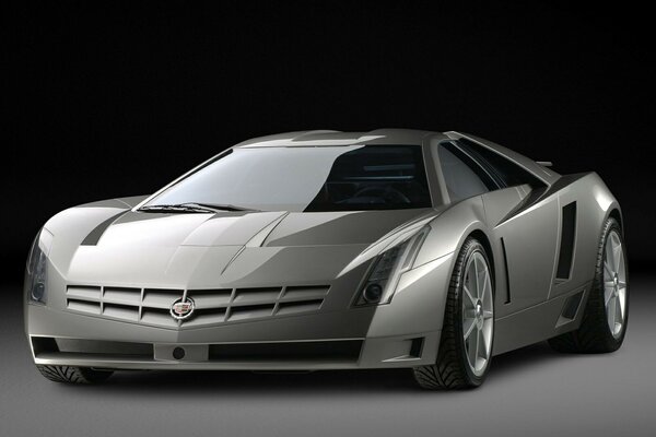 Cadillac Cien render on a black background in gray