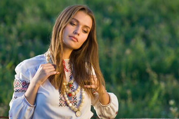 Portrait of a girl in a Ukrainian costume