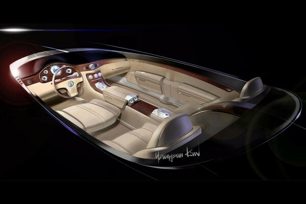 Cadillac without top with beige interior trim