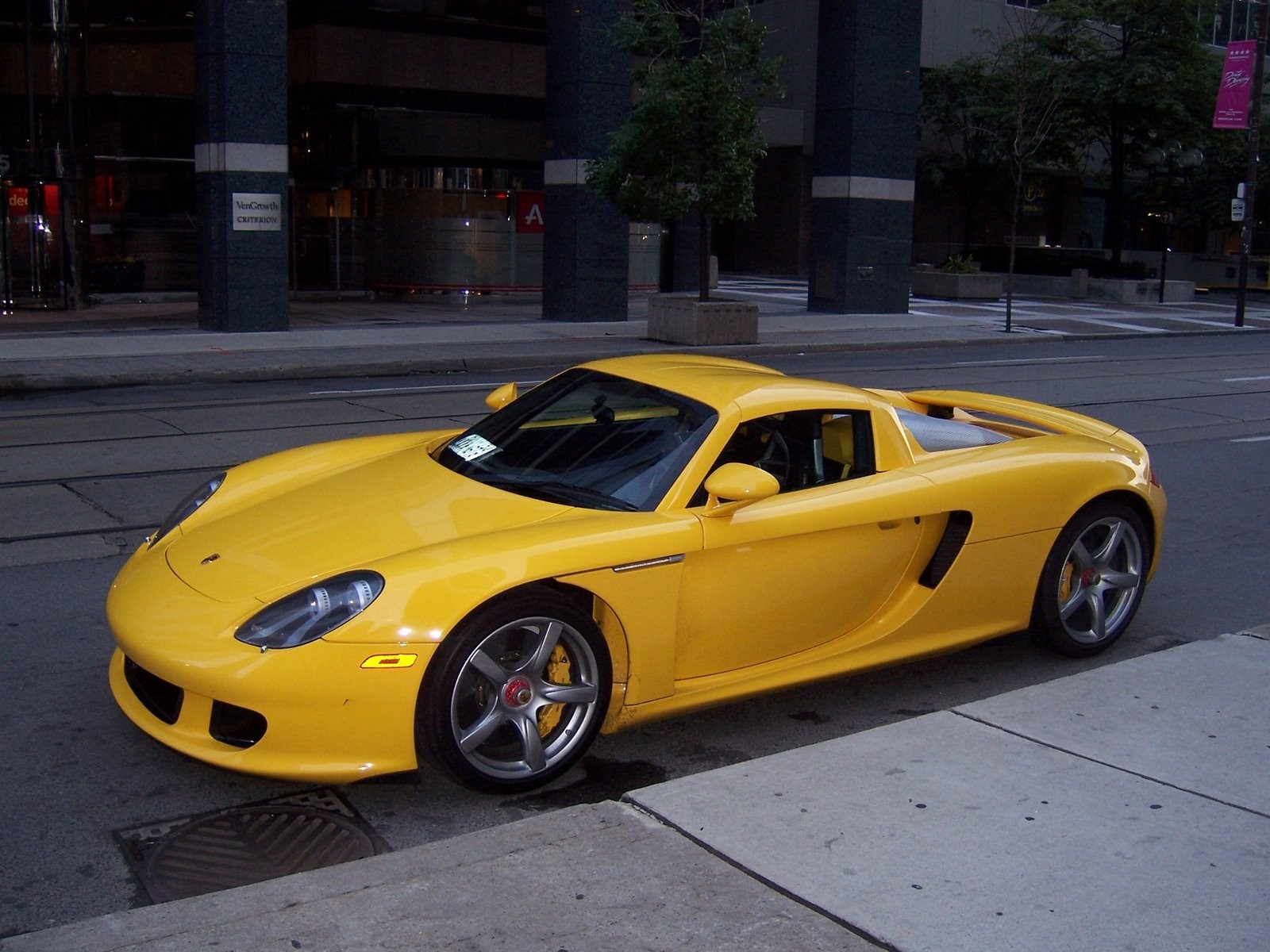 car yellow sports street