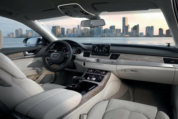 Audi a8 white interior view