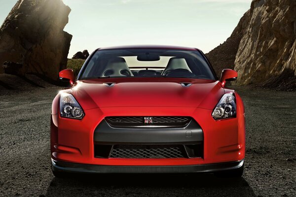 Nissan gt-r car and rocks