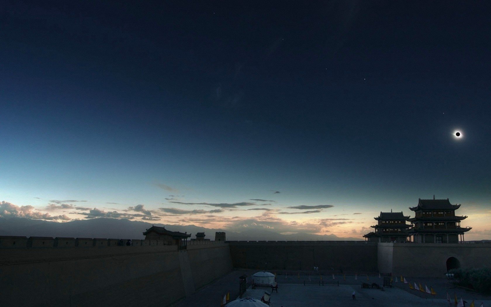 china häuser sonnenfinsternis leben nacht nachthimmel