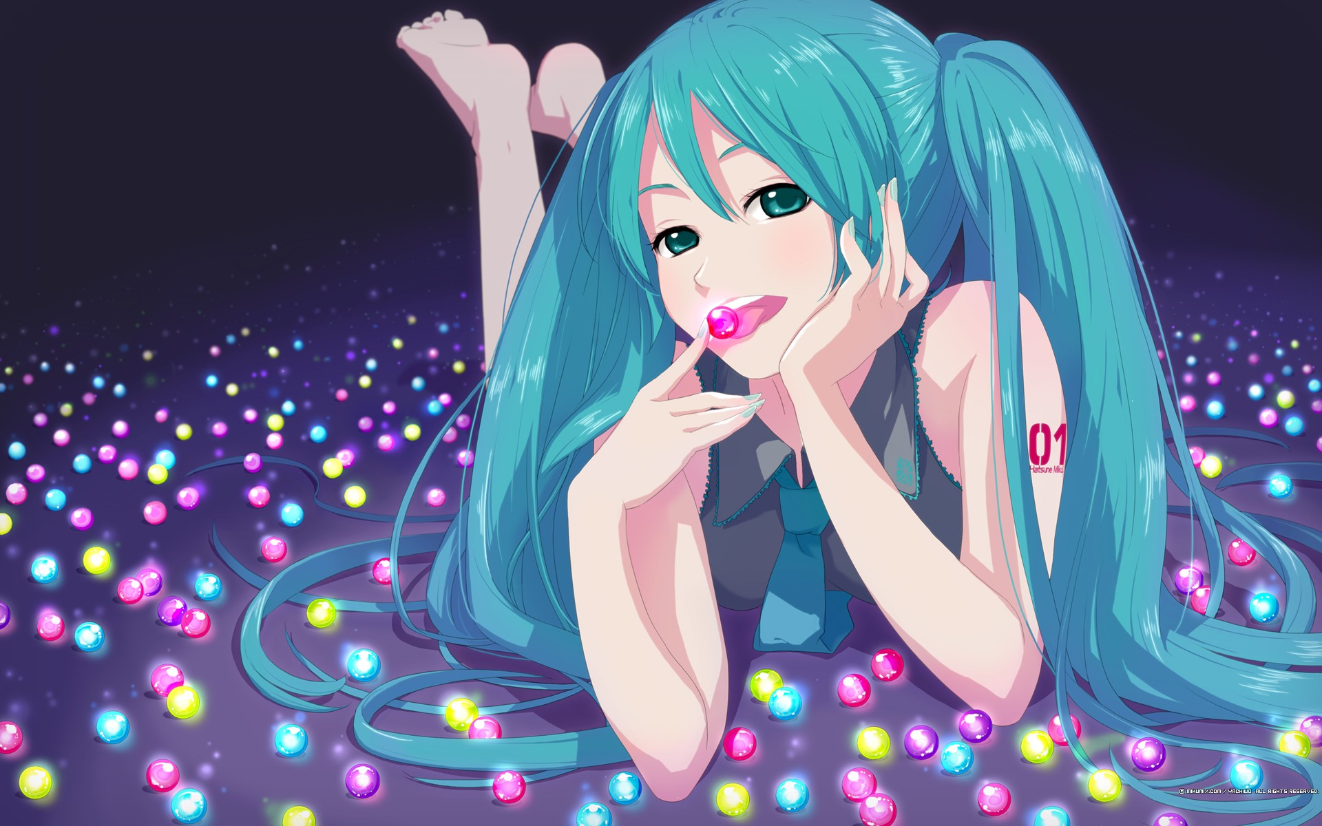 hatsune miku vocaloid dziewczyna rysunek cukierki