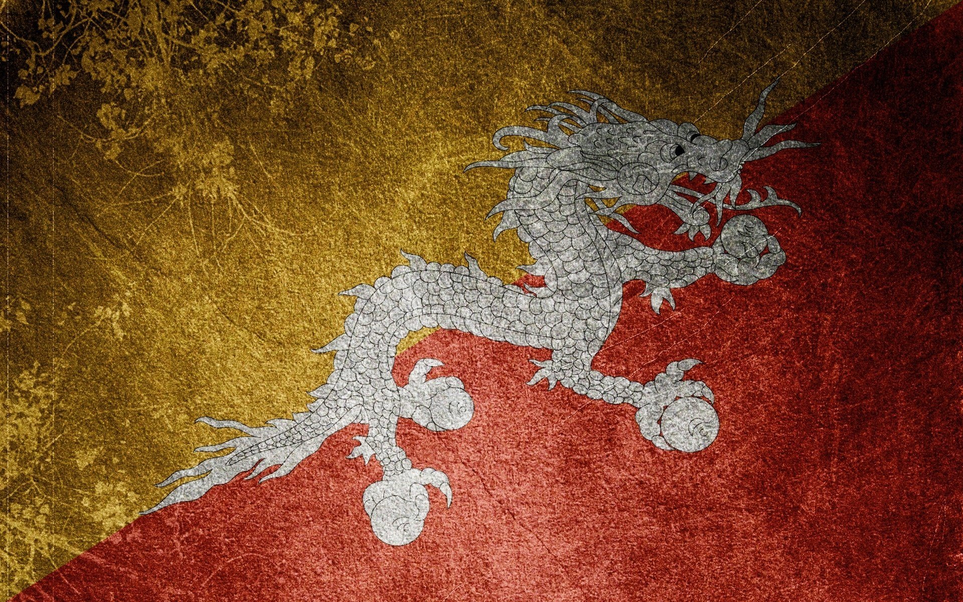 bhutan flagge drachen gelb rot flaggen