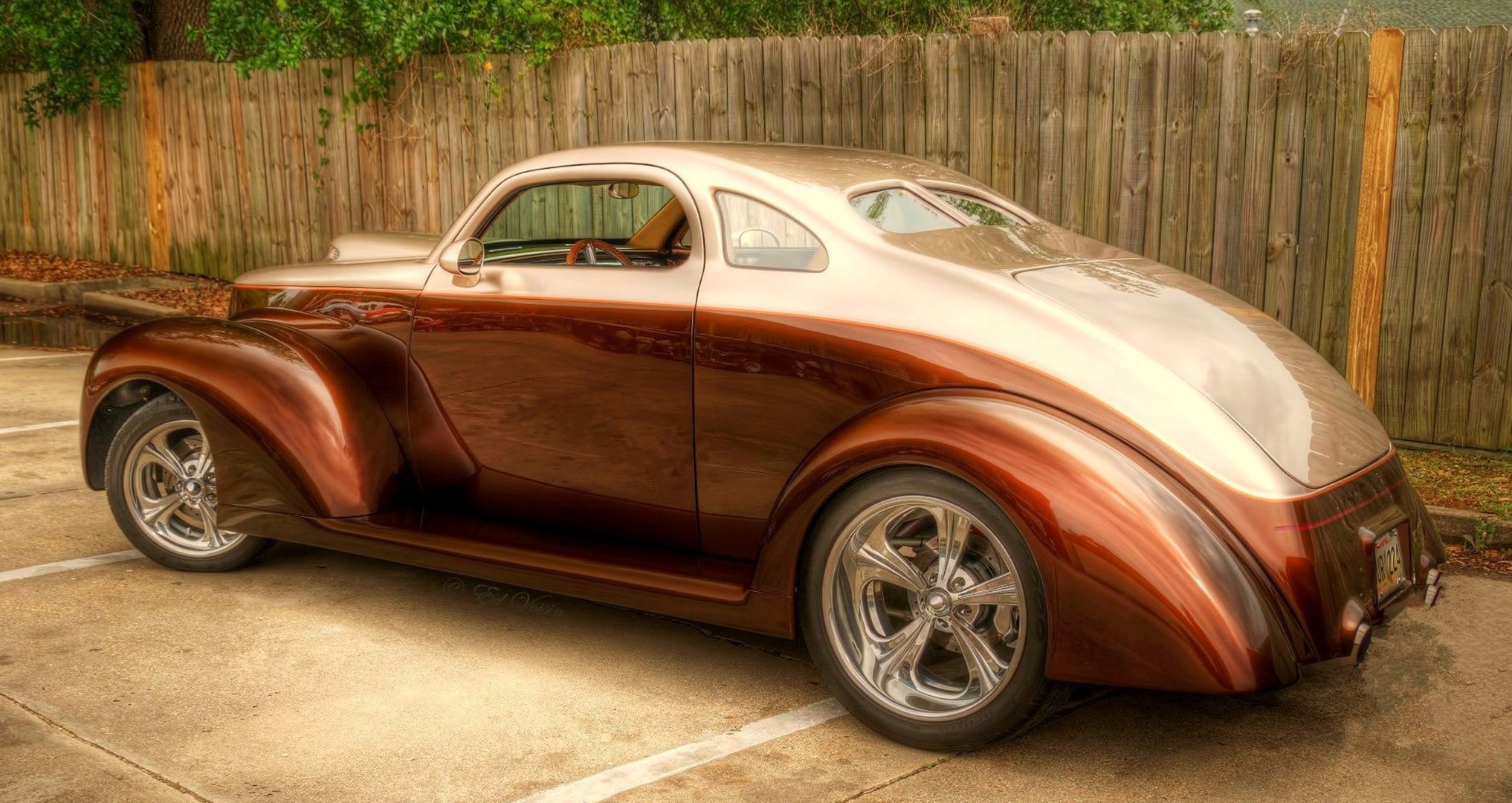 ford custom coupe bronze flowers body drives chrome