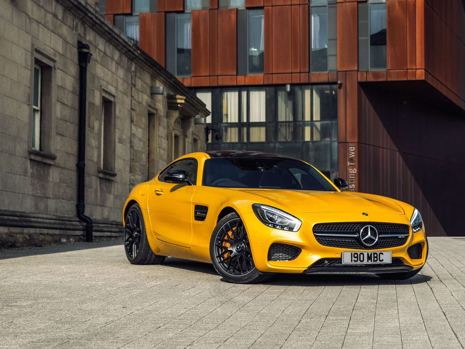 2015 mercedes amg gt s großbritannien-spec c190 mercedes amg gelb