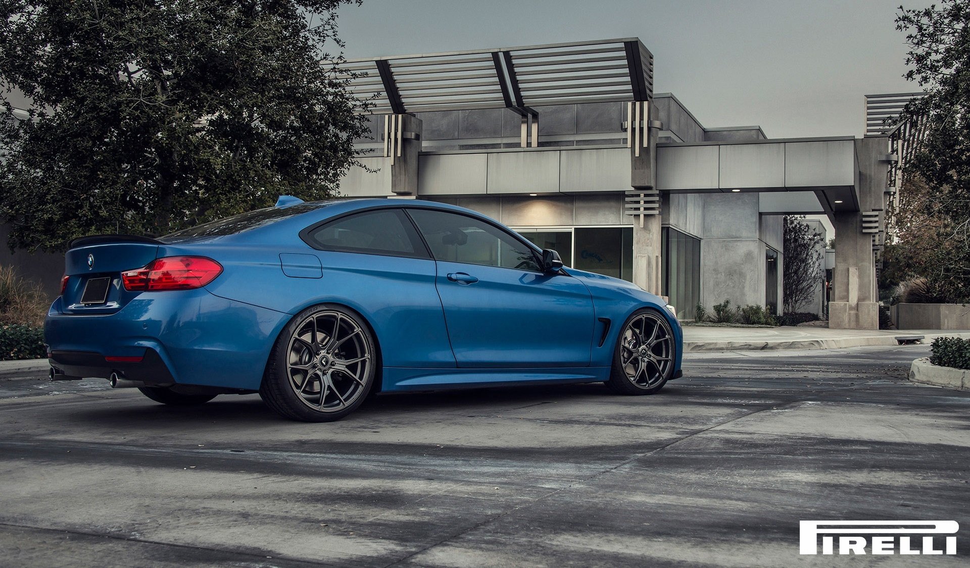 bmw f32 435i estoril blau v-ff vorsteiner 2015 hinten