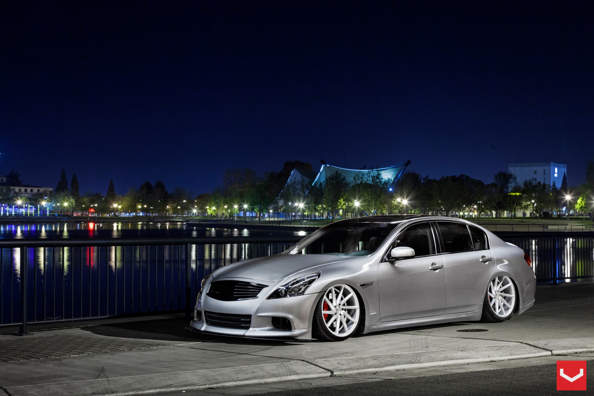 infiniti g37 ruedas vossen auto coche ciudad noche