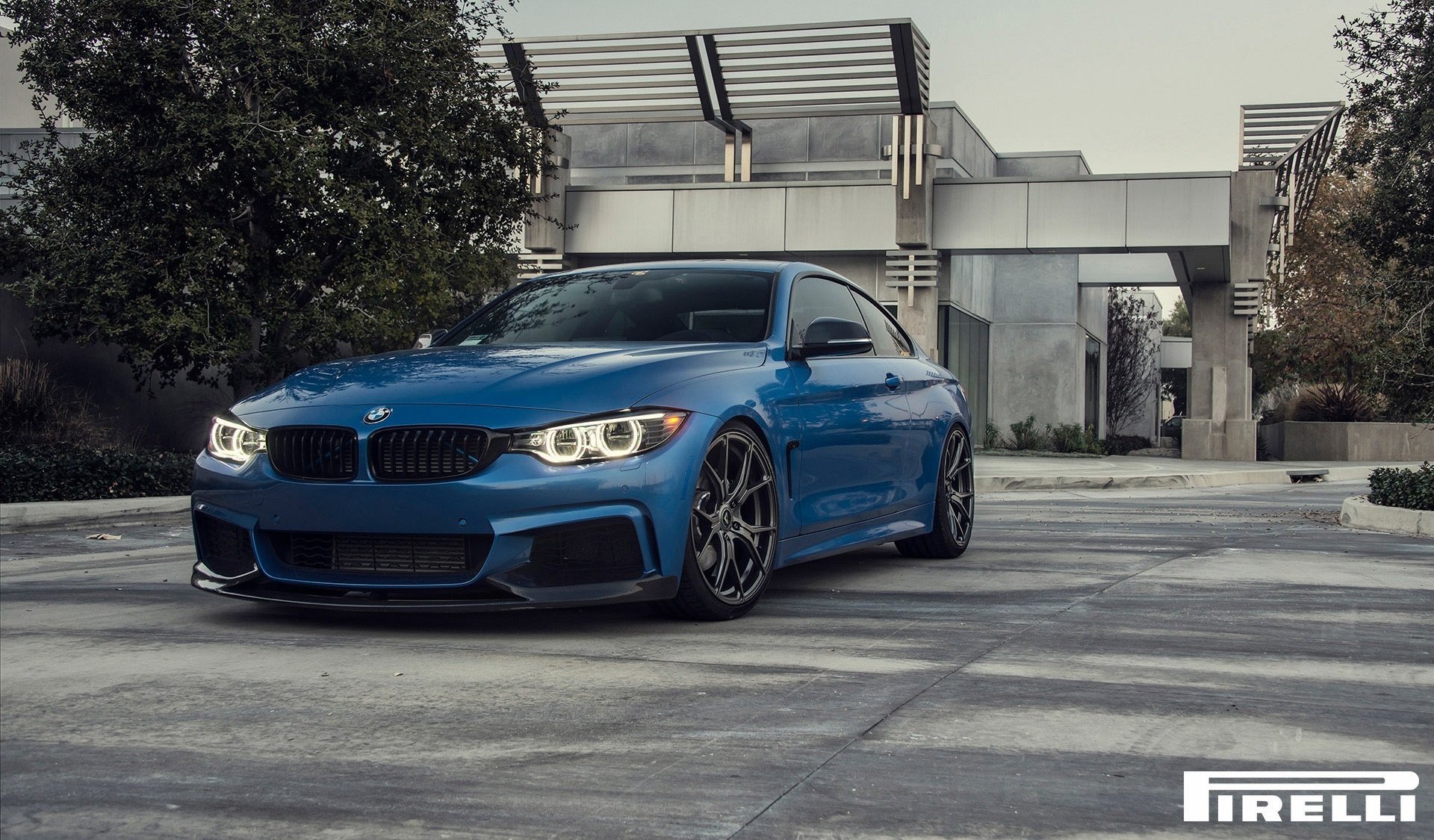 bmw f32 435i estoril blau v-ff vorsteiner 2015 vorne pirelli räder