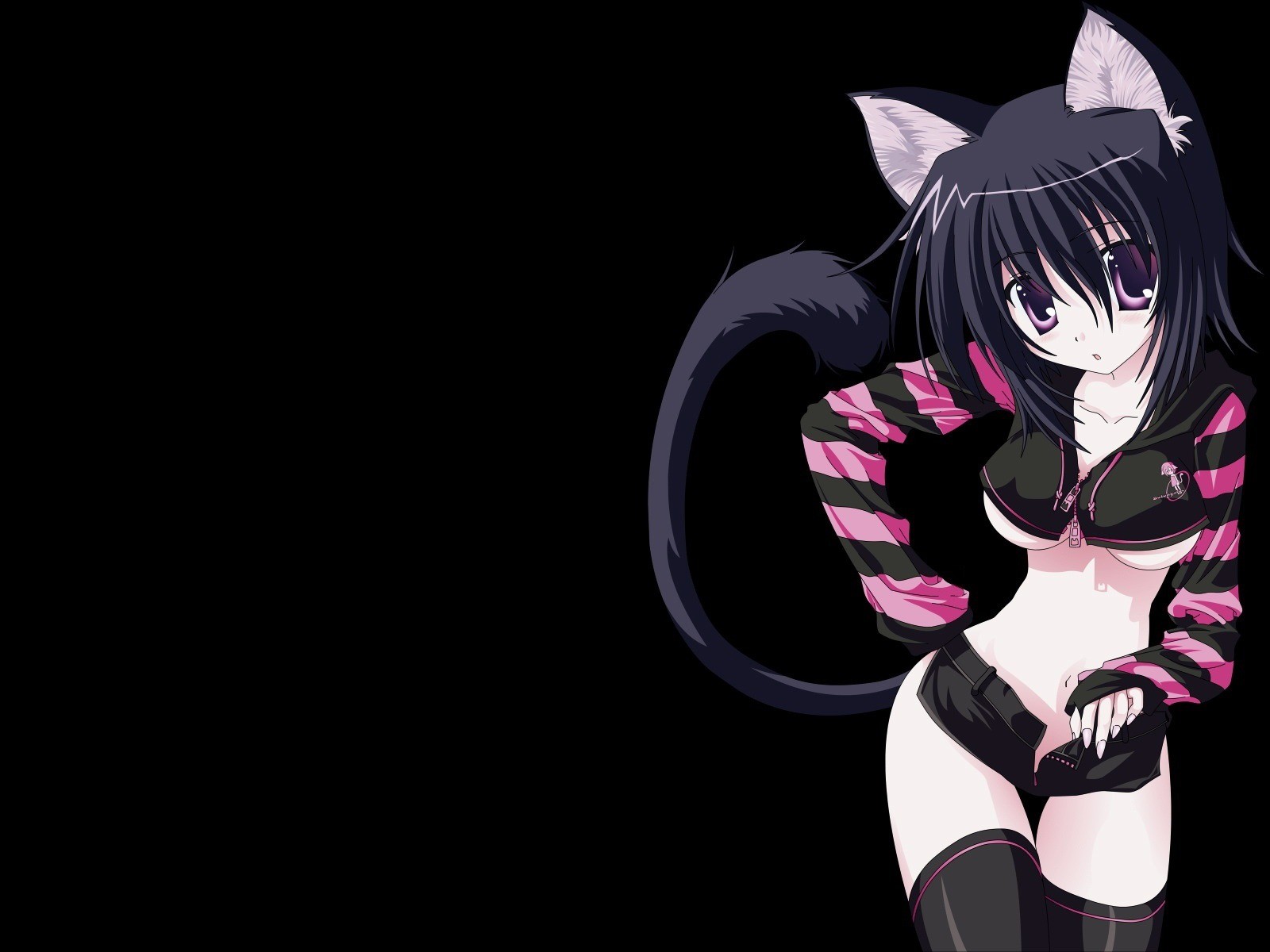 anime girl ears black background