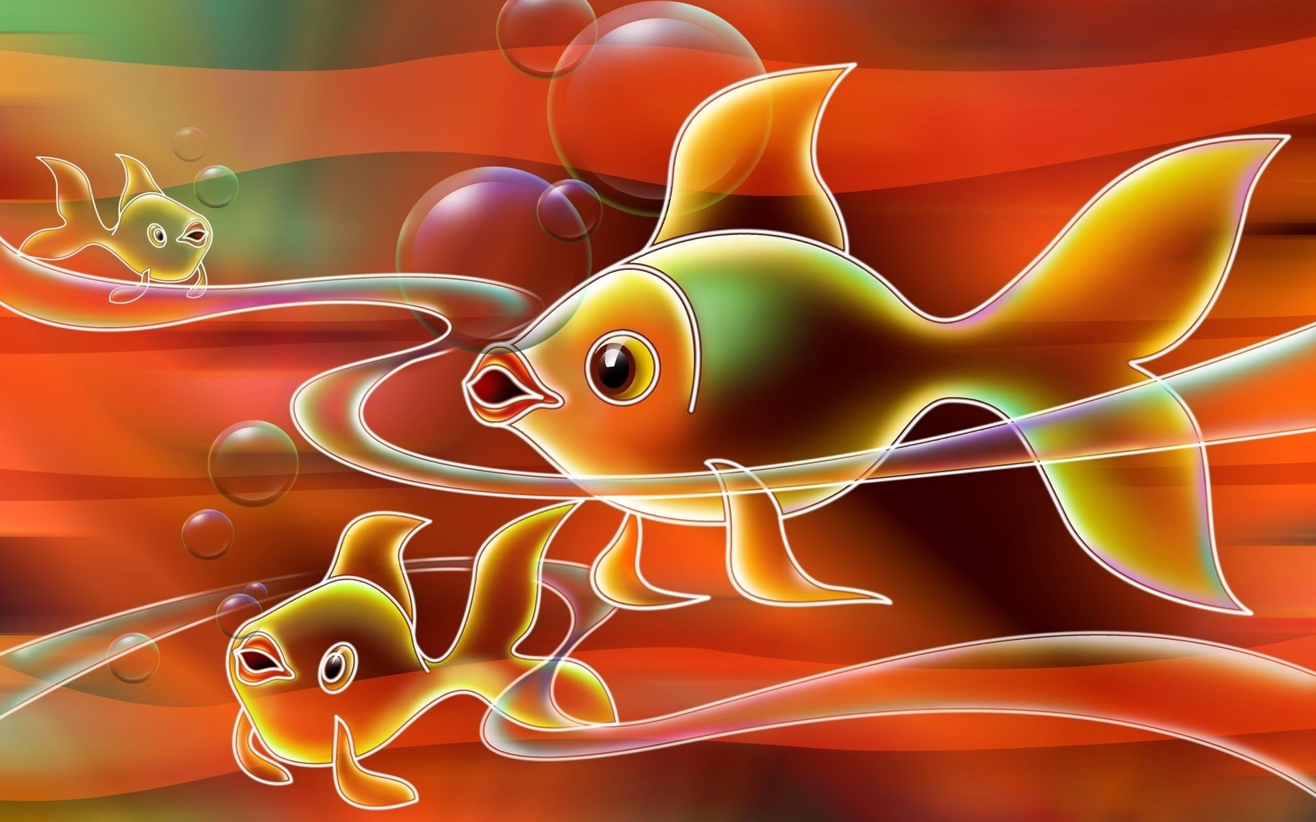 red color figure fish balls underwater world drawings anime