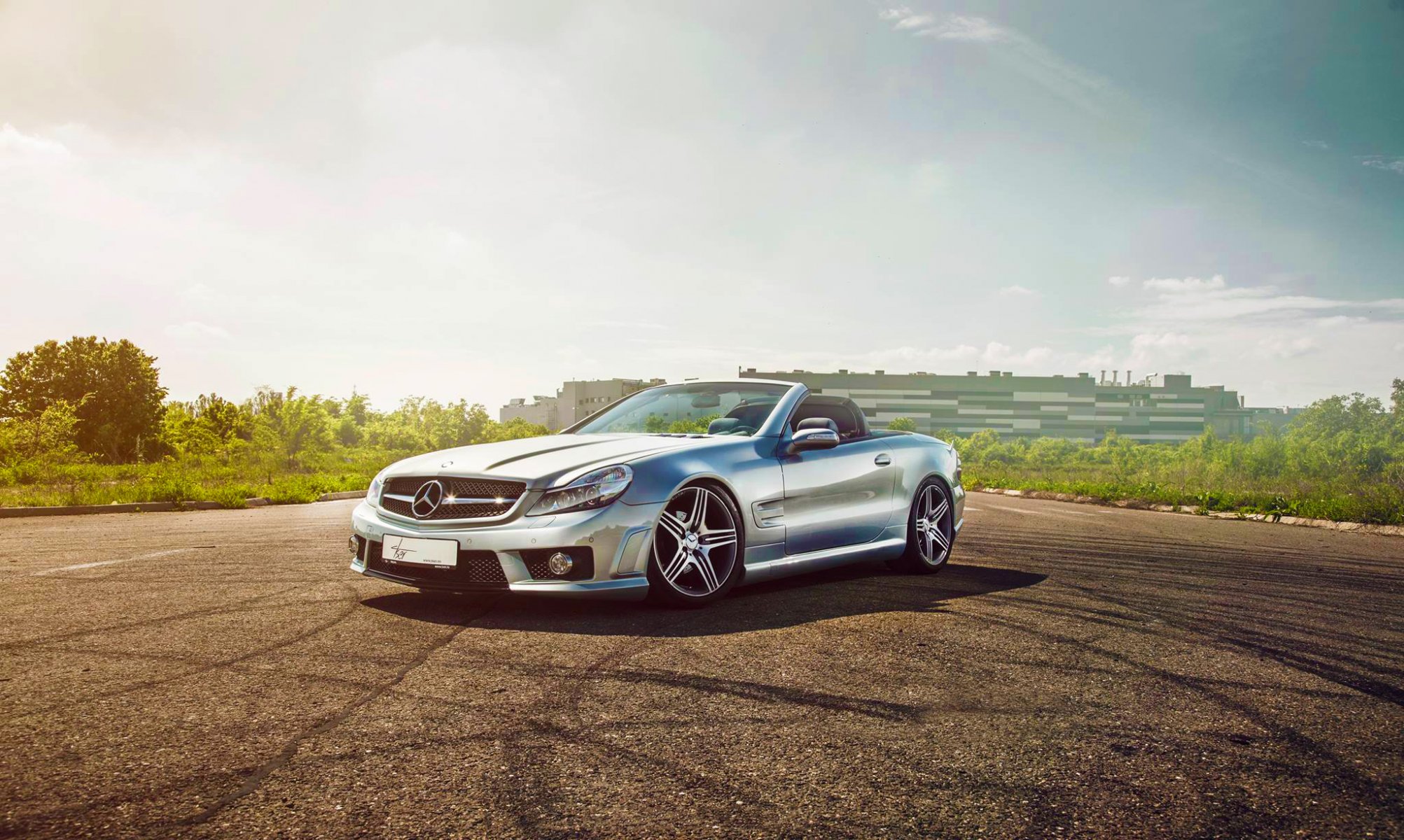 mercedes-benz sl classe convertible argent soleil avant