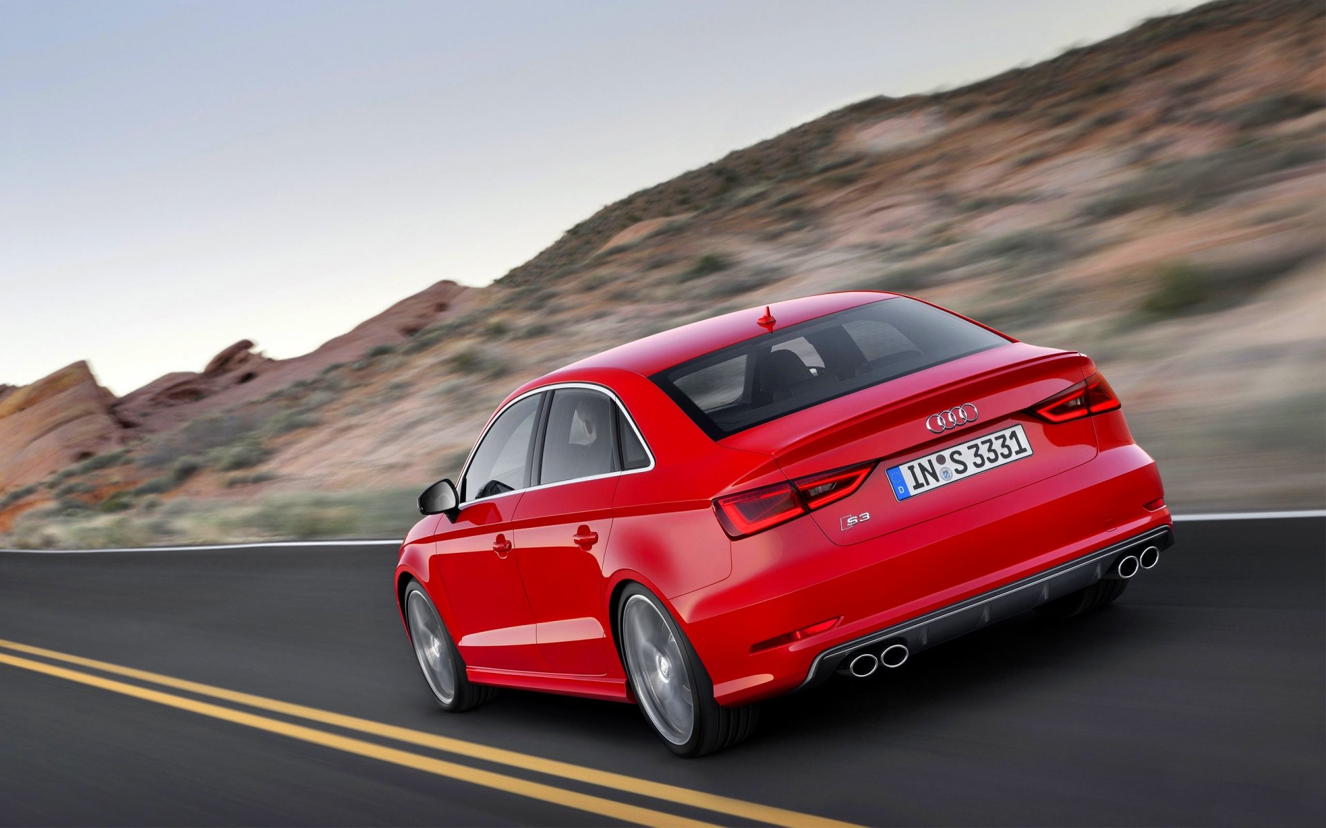 audi s3 voiture rouge route bande berline auto